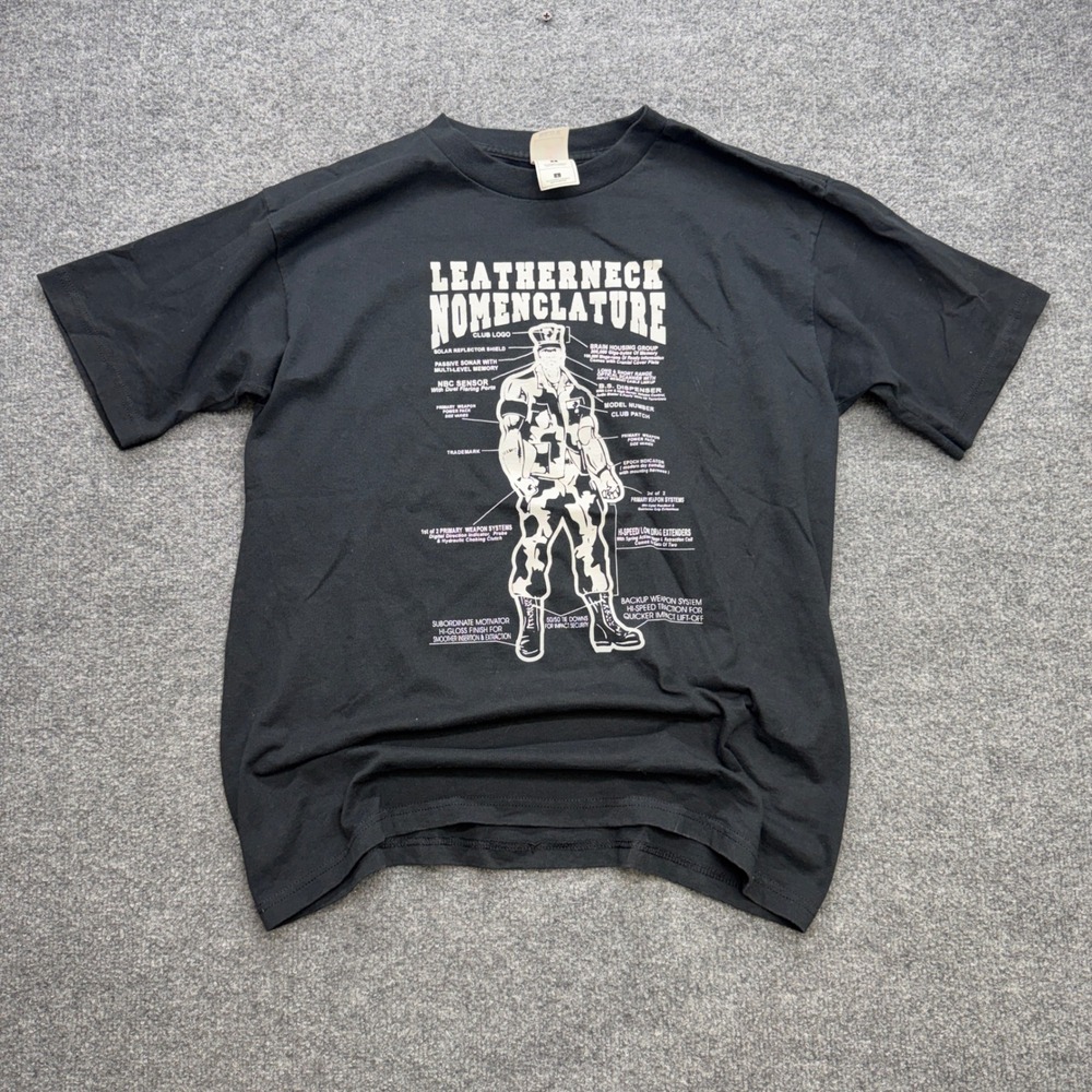 Fruit of the Loom Leatherneck Nomenclature Graphic T-Shirt Mens Large Black Tee